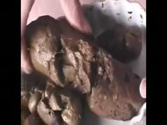 Japanese teen showing off a huge poop on live
